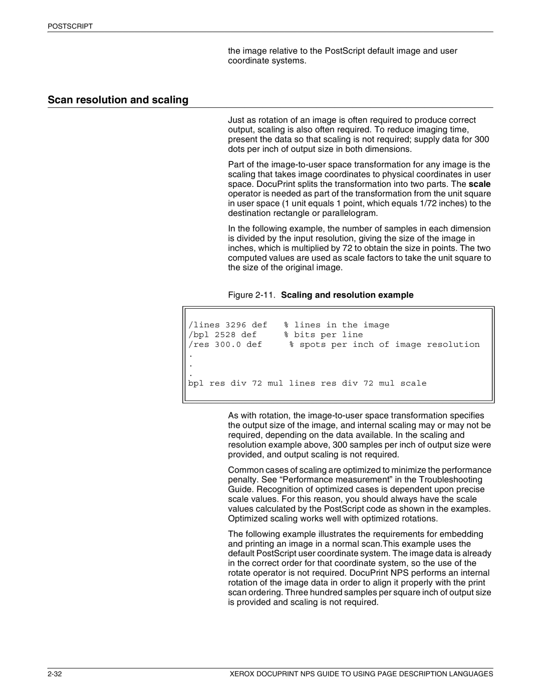 Xerox 721P87491 manual Scan resolution and scaling, Scaling and resolution example 