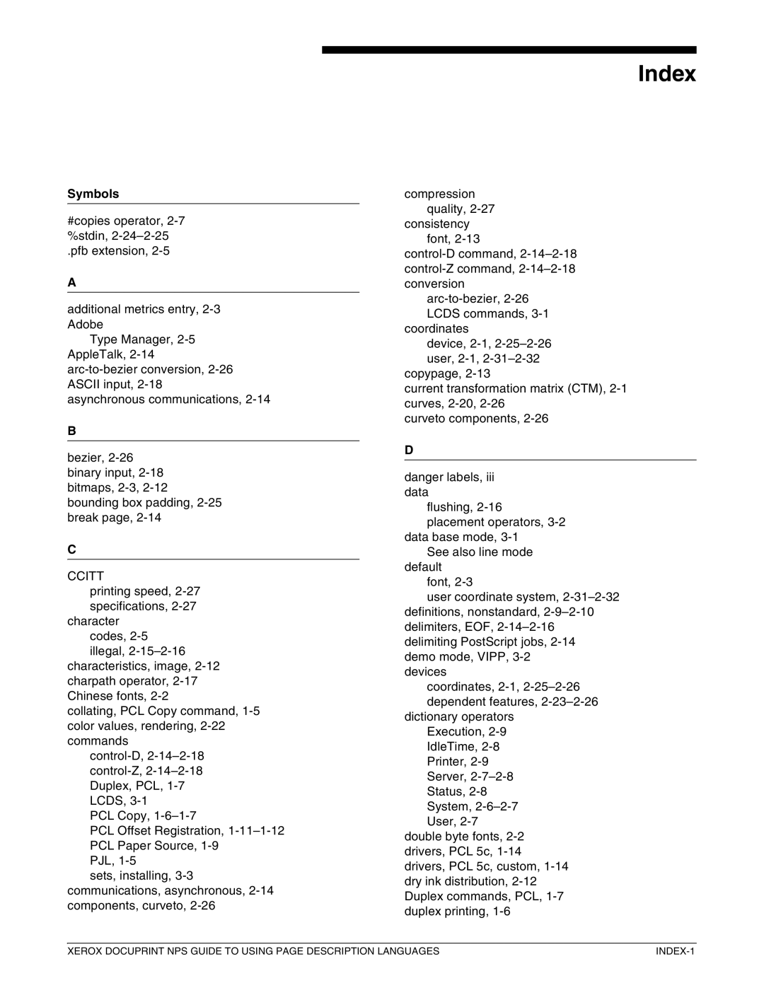 Xerox 721P87491 manual Symbols, Ccitt 