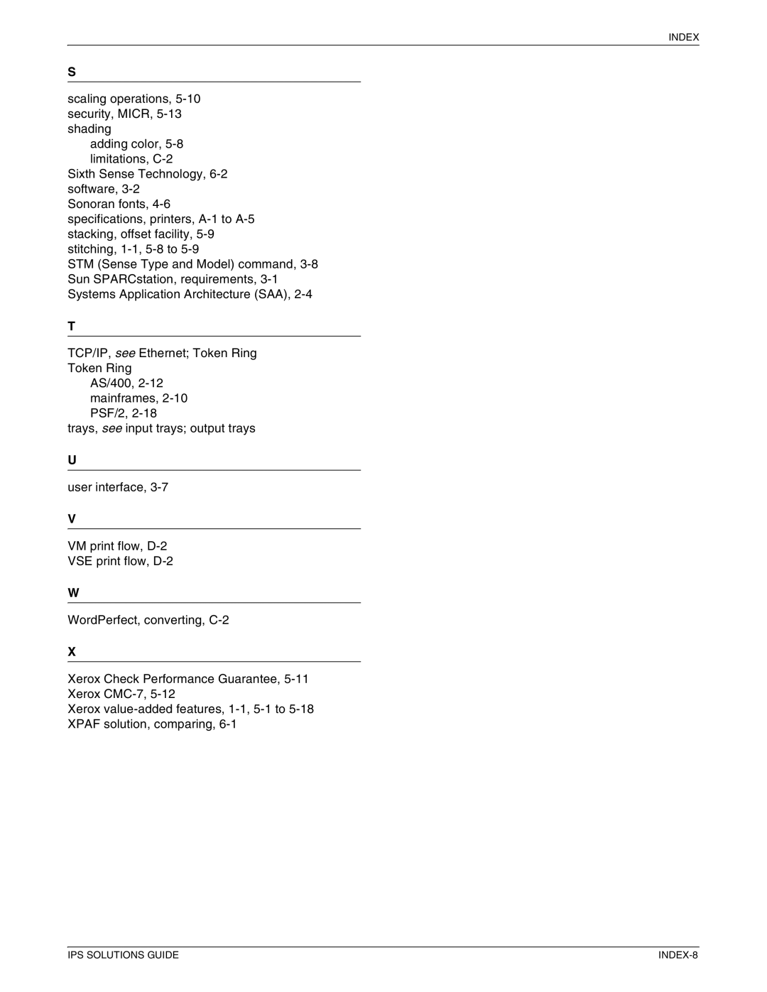 Xerox 721P88200 manual IPS Solutions Guide INDEX-8 