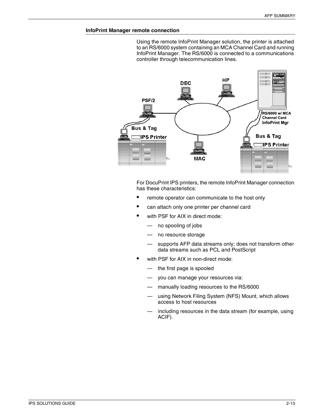 Xerox 721P88200 manual InfoPrint Manager remote connection 