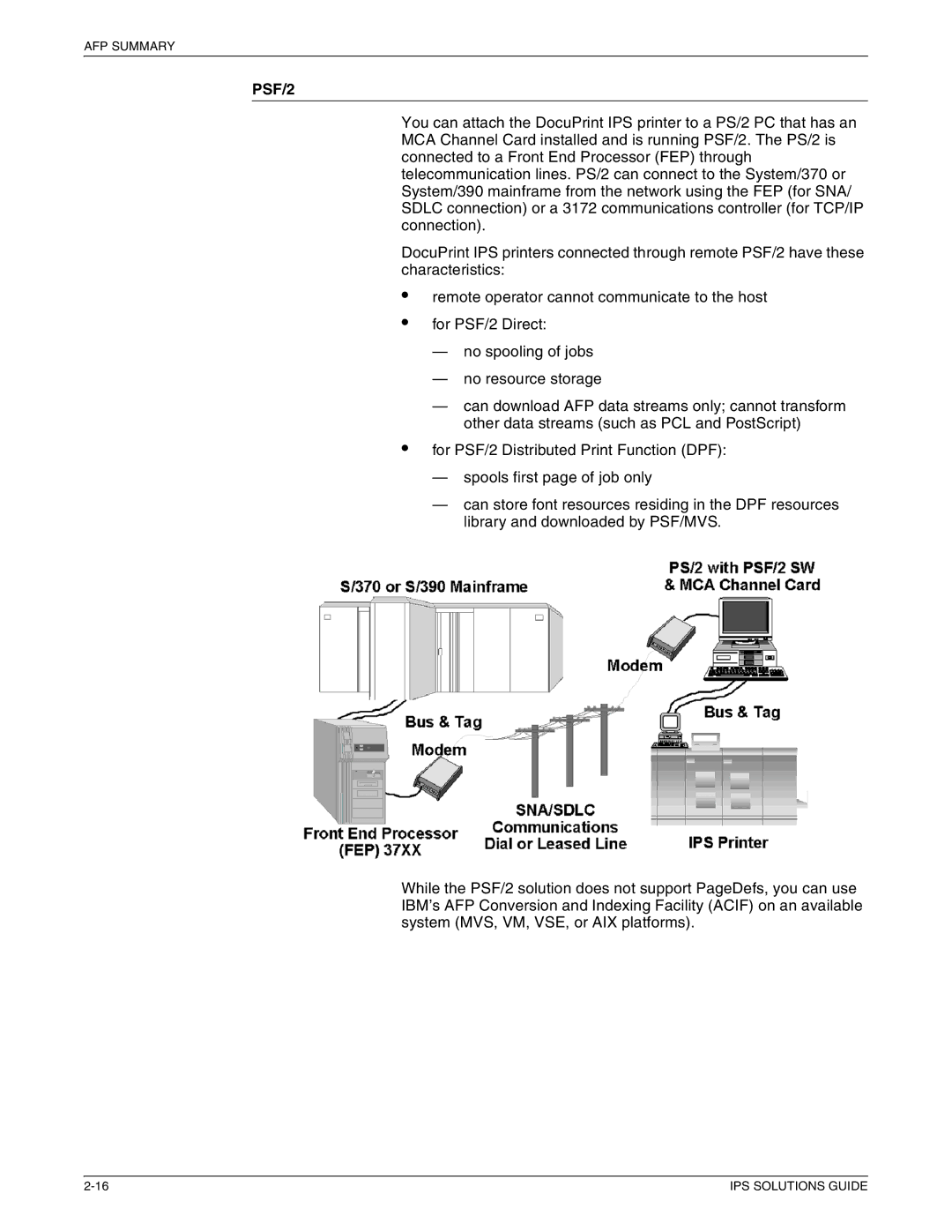 Xerox 721P88200 manual PSF/2 