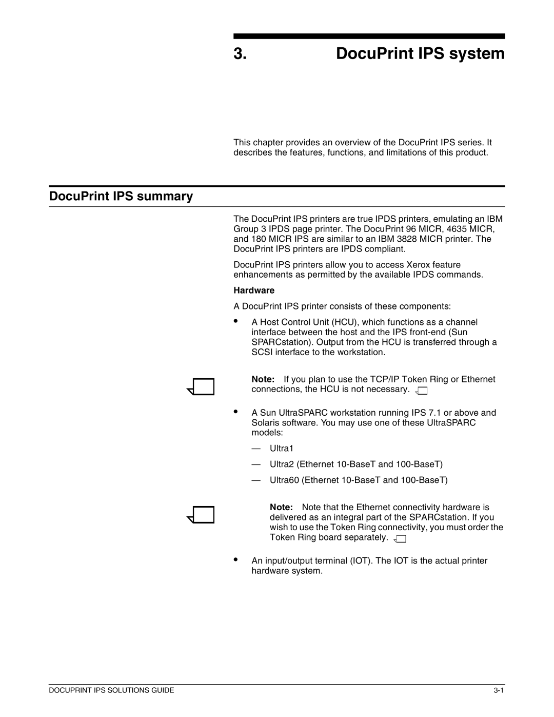 Xerox 721P88200 manual DocuPrint IPS system, DocuPrint IPS summary, Hardware 