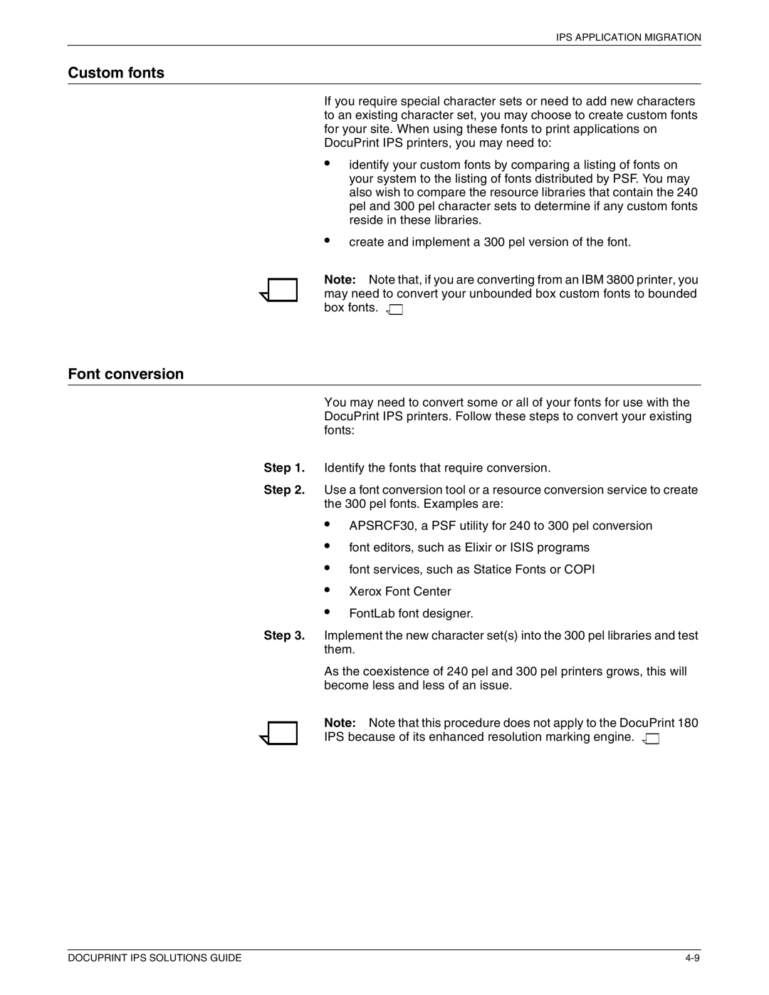 Xerox 721P88200 manual Custom fonts, Font conversion 