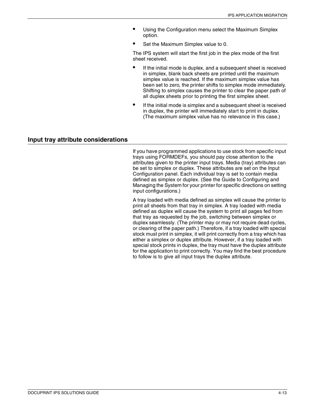 Xerox 721P88200 manual Input tray attribute considerations 