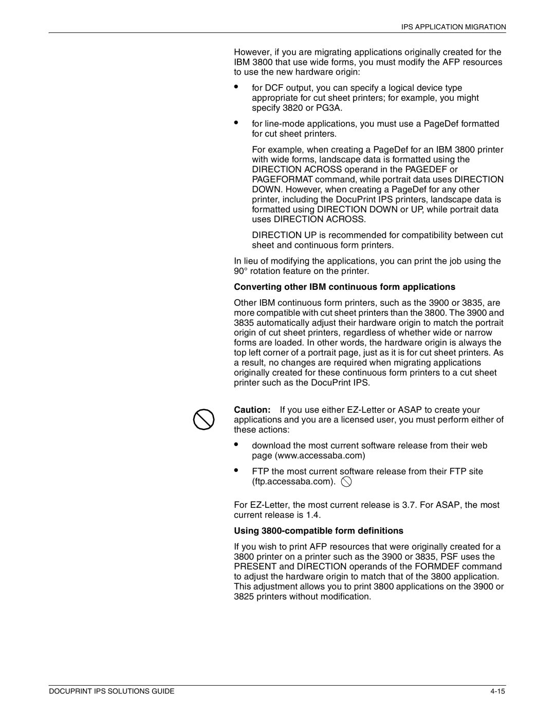 Xerox 721P88200 manual Converting other IBM continuous form applications, Using 3800-compatible form definitions 