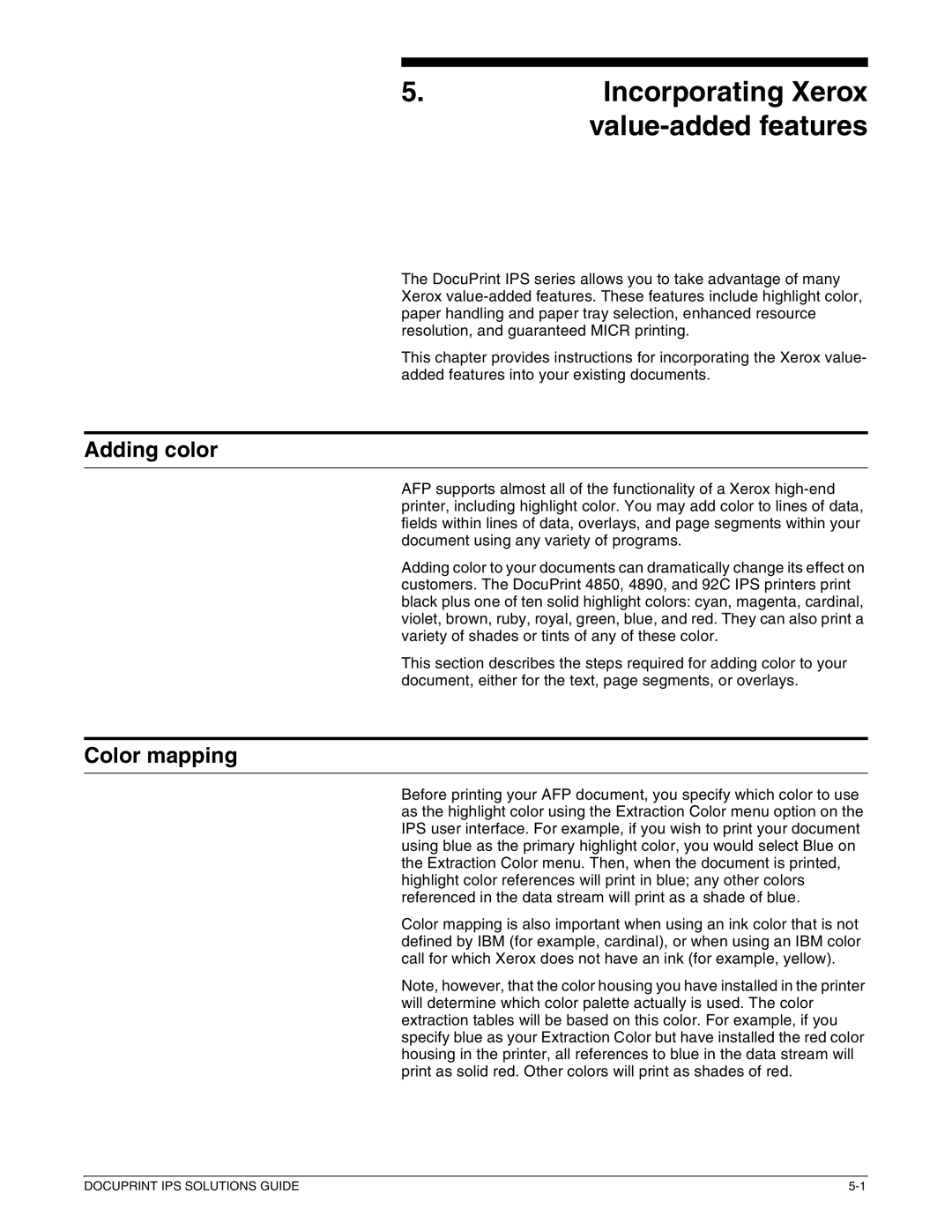 Xerox 721P88200 manual Incorporating Xerox value-added features, Adding color, Color mapping 