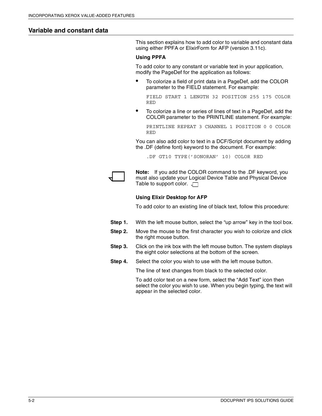 Xerox 721P88200 manual Variable and constant data, Using Ppfa, Using Elixir Desktop for AFP 