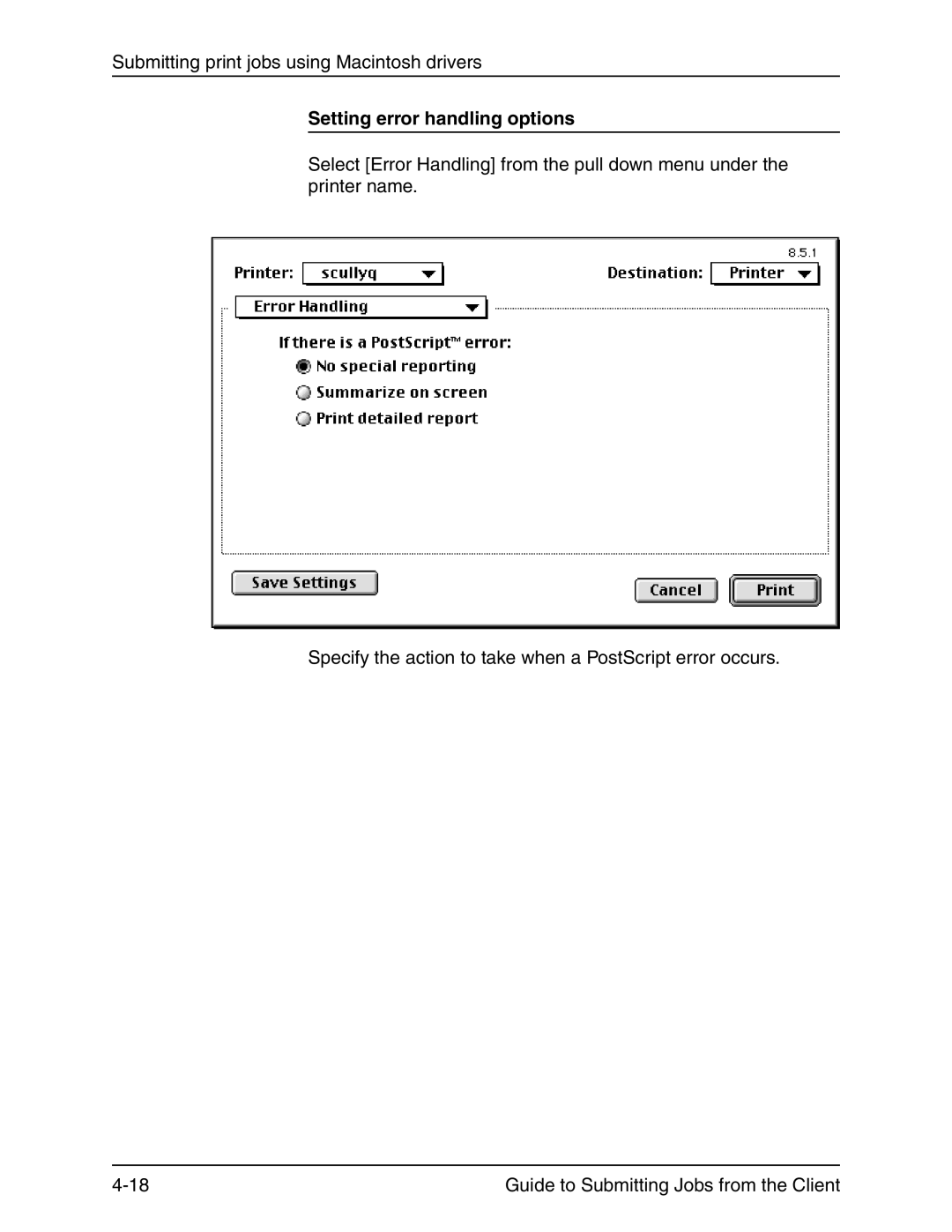 Xerox 721P90350 manual Setting error handling options 