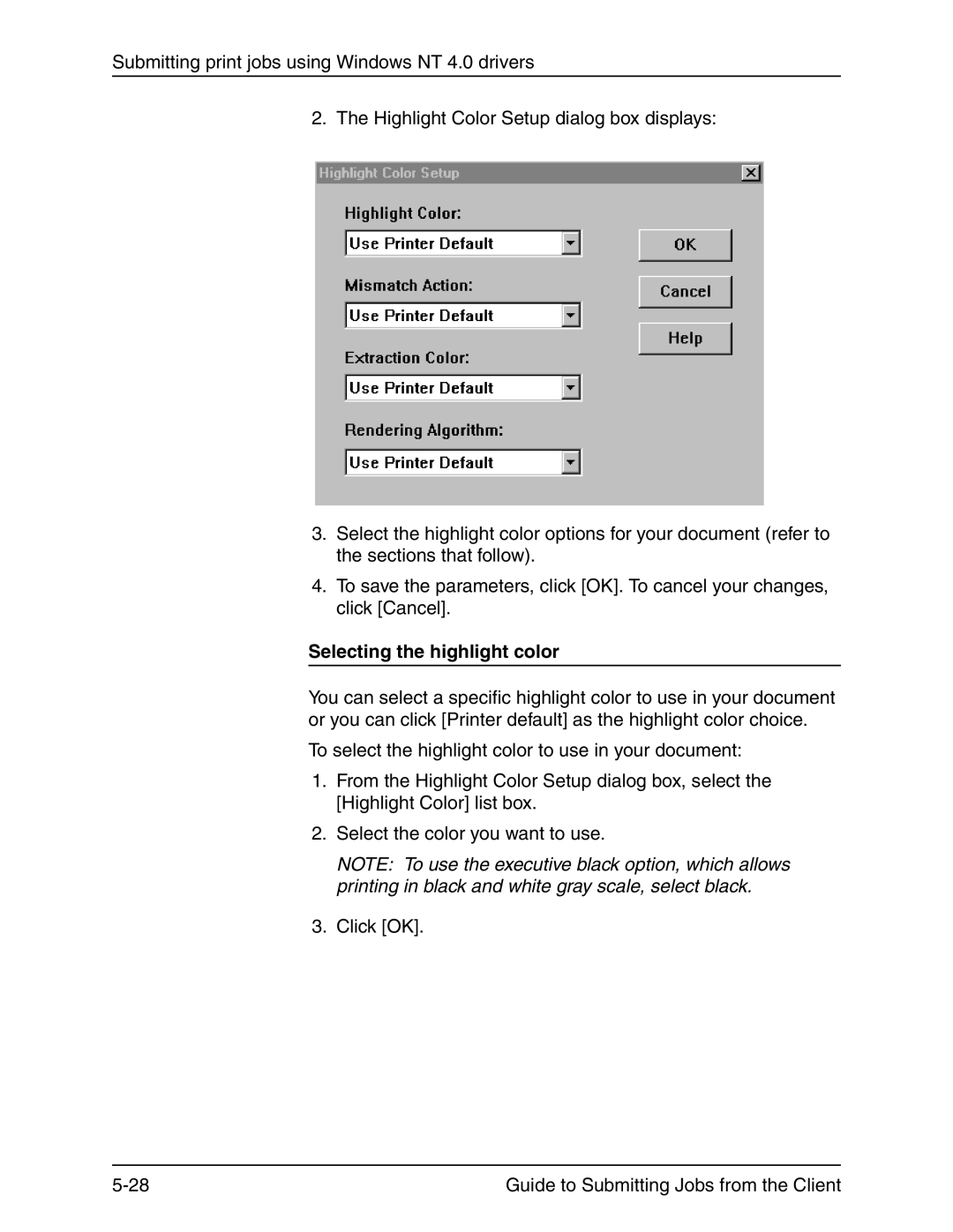 Xerox 721P90350 manual Selecting the highlight color 