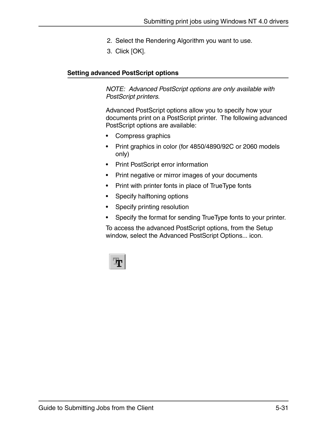 Xerox 721P90350 manual Setting advanced PostScript options 