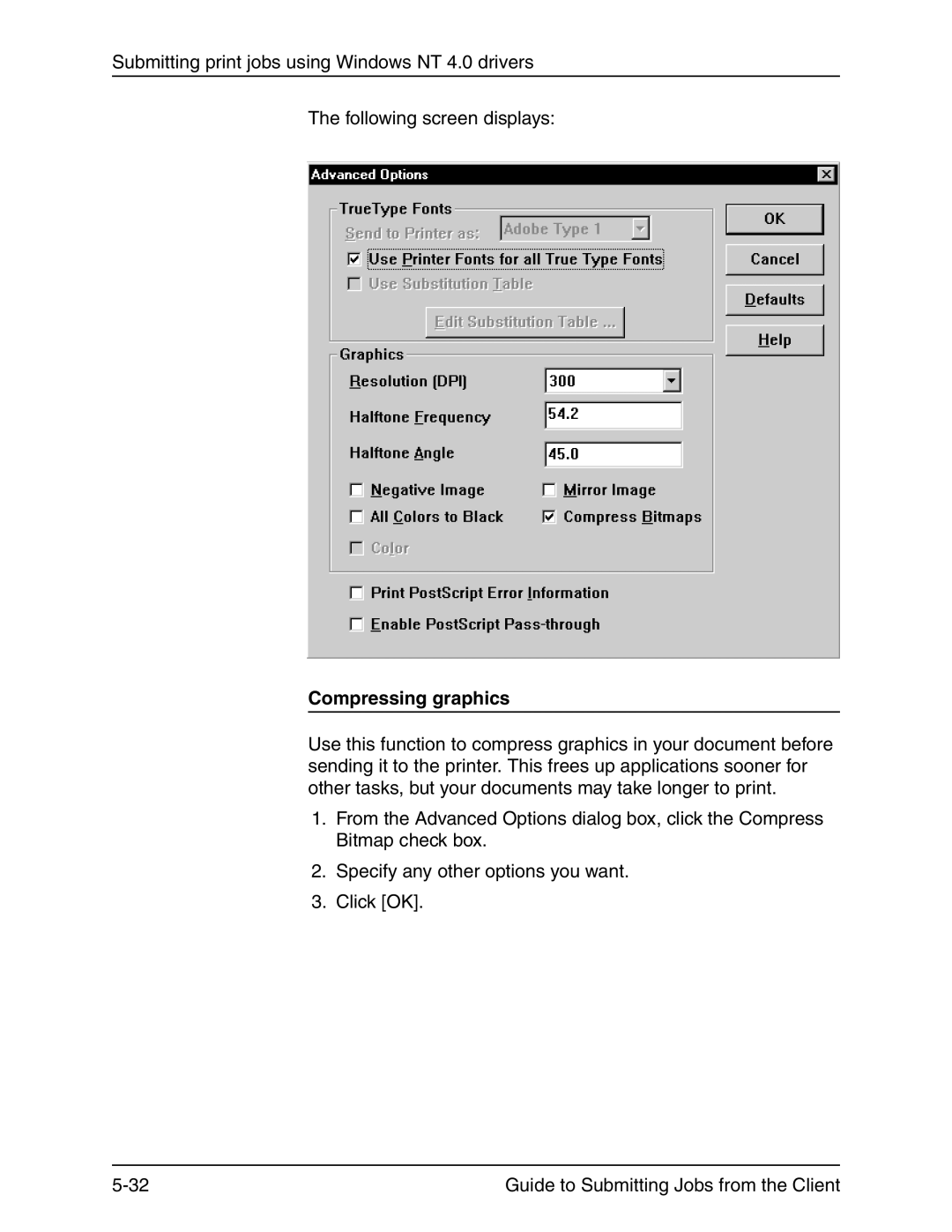 Xerox 721P90350 manual Compressing graphics 