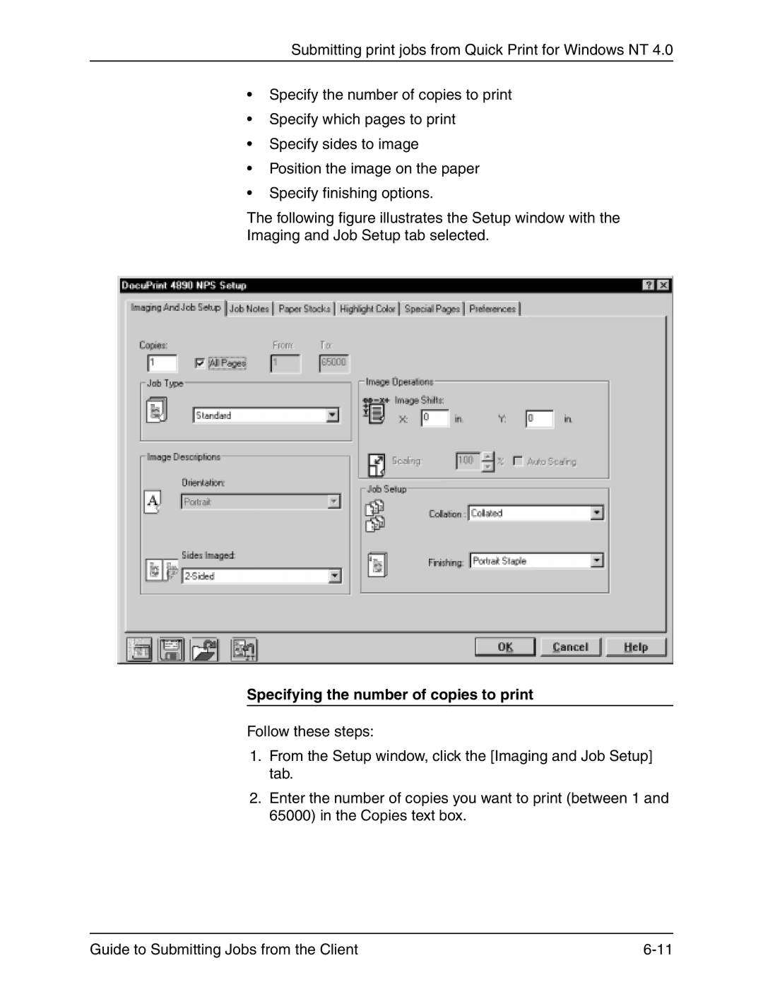 Xerox 721P90350 manual Specifying the number of copies to print 