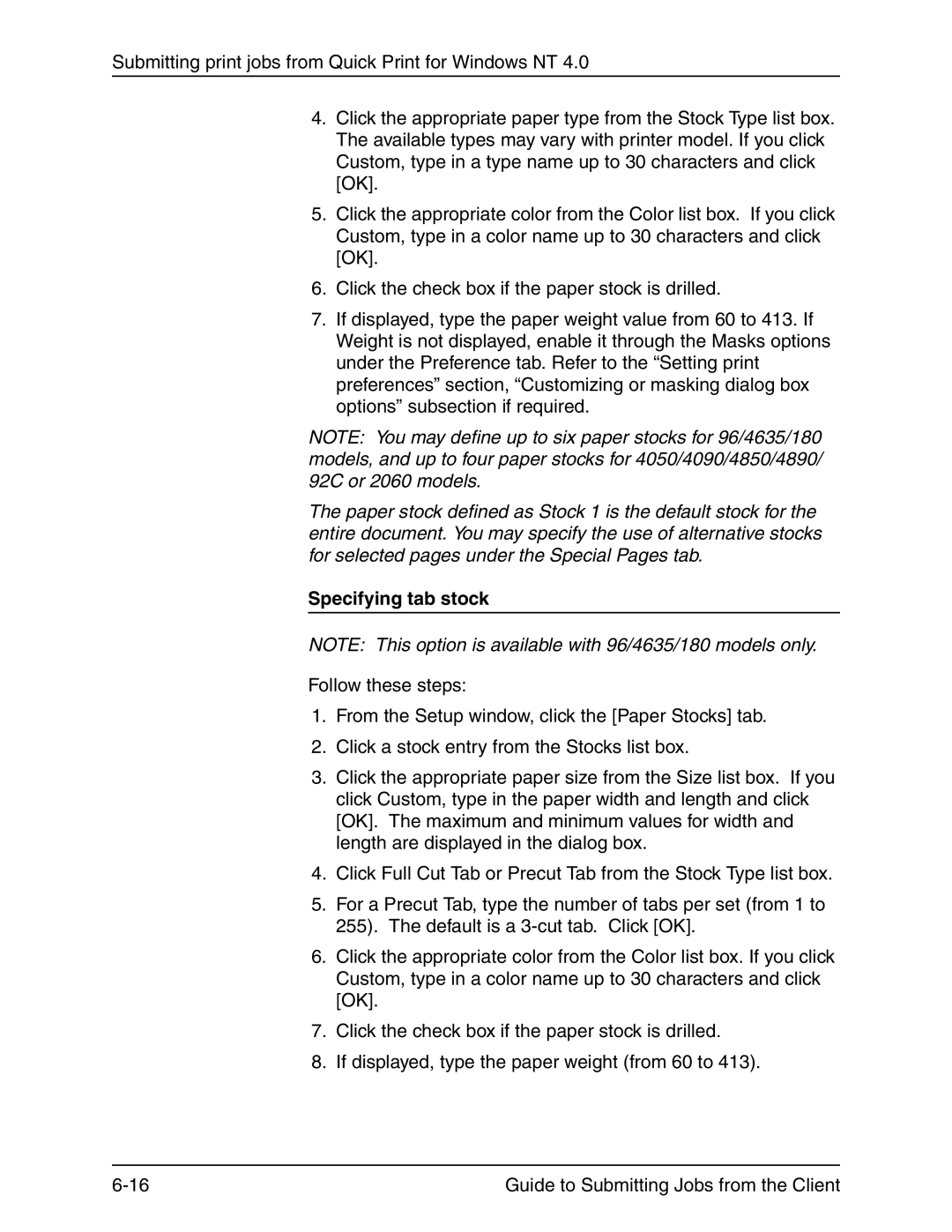 Xerox 721P90350 manual Specifying tab stock 