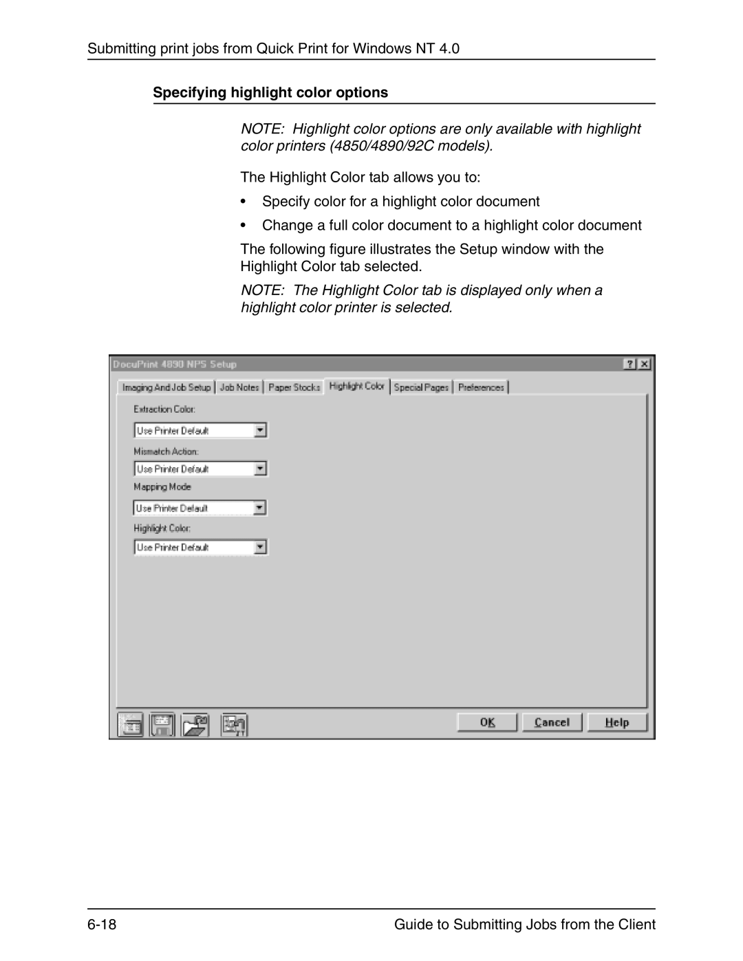 Xerox 721P90350 manual Specifying highlight color options 