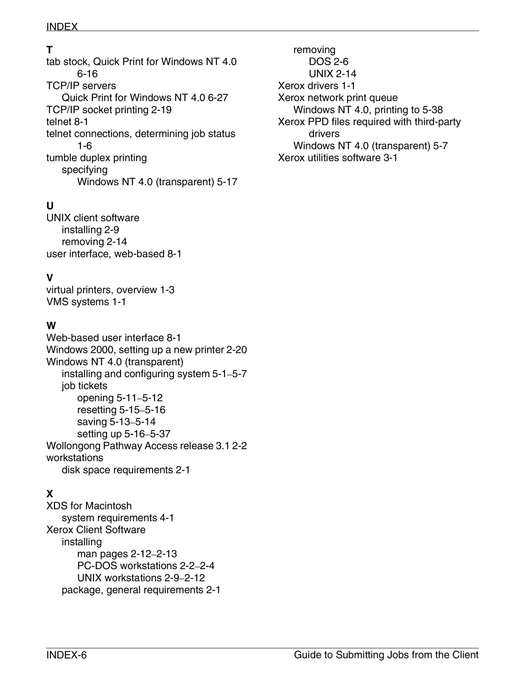 Xerox 721P90350 manual INDEX-6 