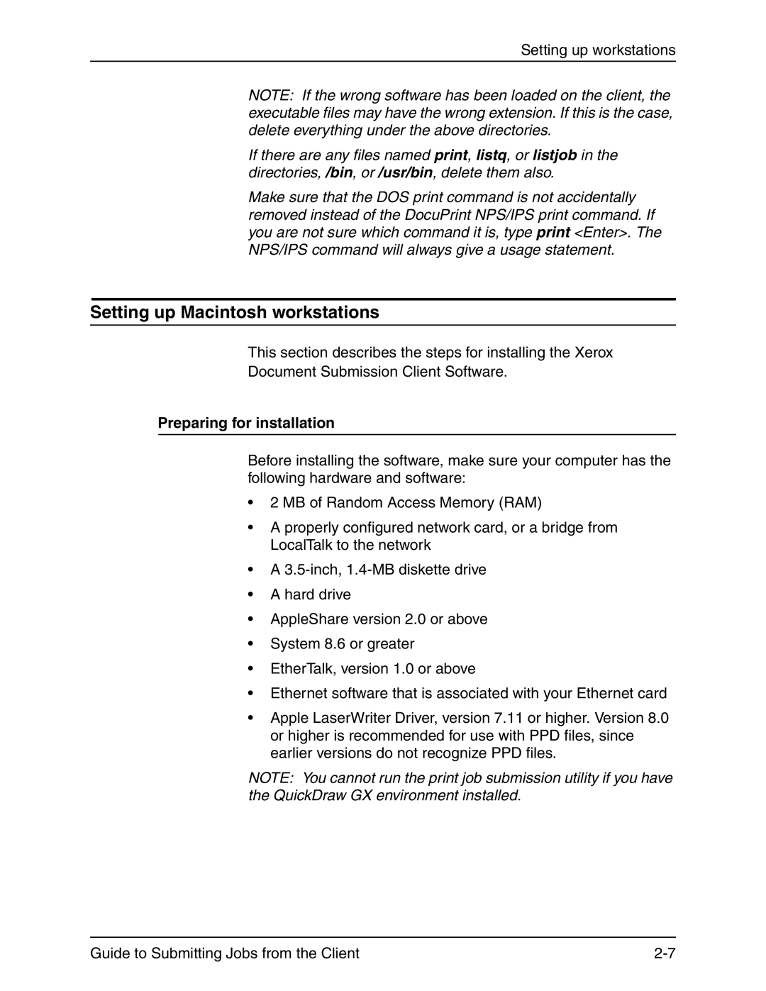 Xerox 721P90350 manual Setting up Macintosh workstations, Preparing for installation 