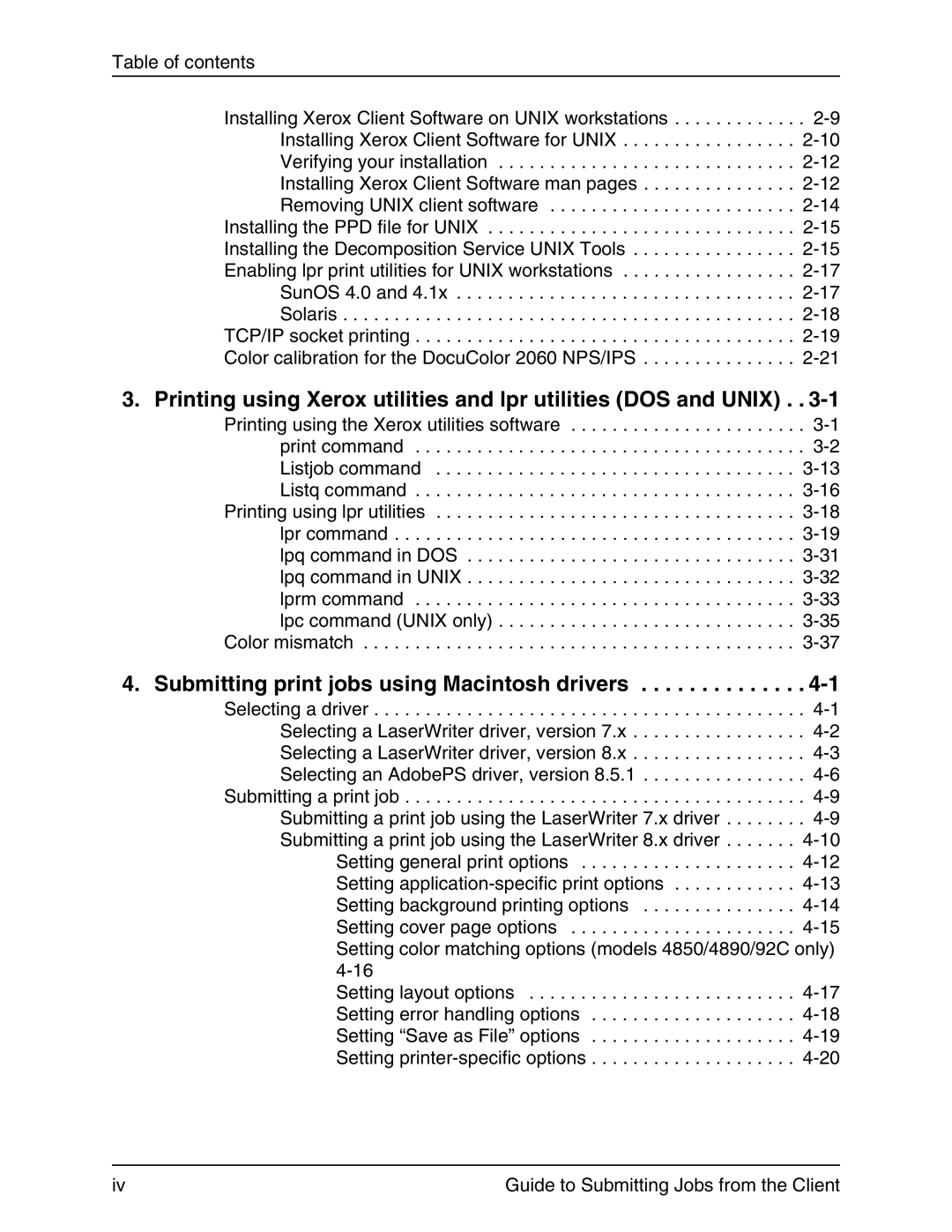 Xerox 721P90350 manual Submitting print jobs using Macintosh drivers 