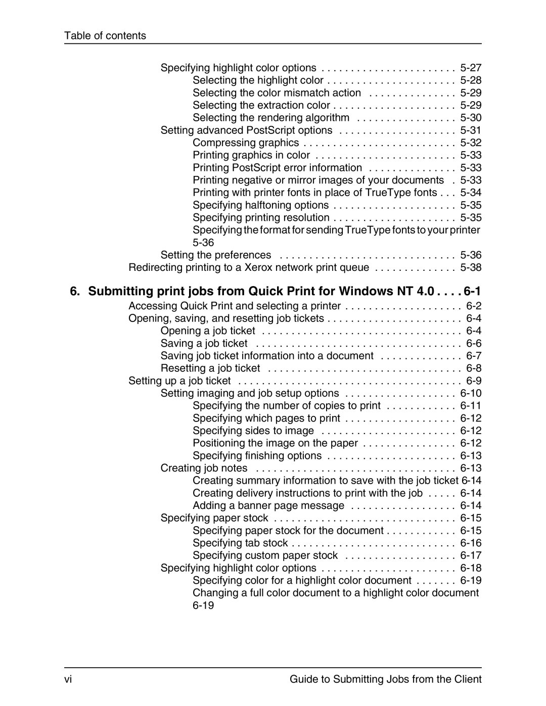 Xerox 721P90350 manual Submitting print jobs from Quick Print for Windows NT 4.0 