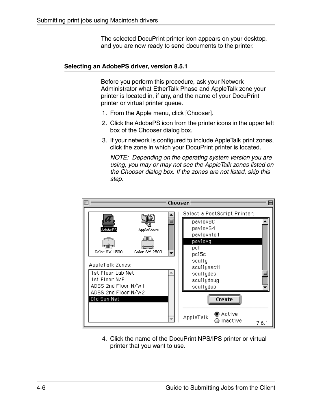 Xerox 721P90350 manual Selecting an AdobePS driver, version 