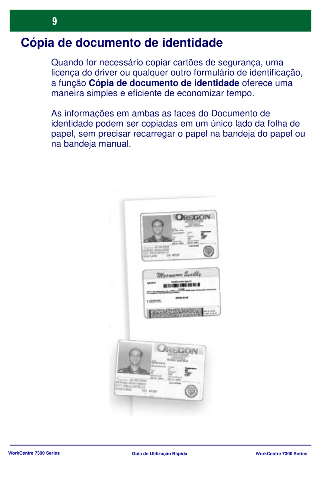 Xerox 7300 Series manual Cópia de documento de identidade 