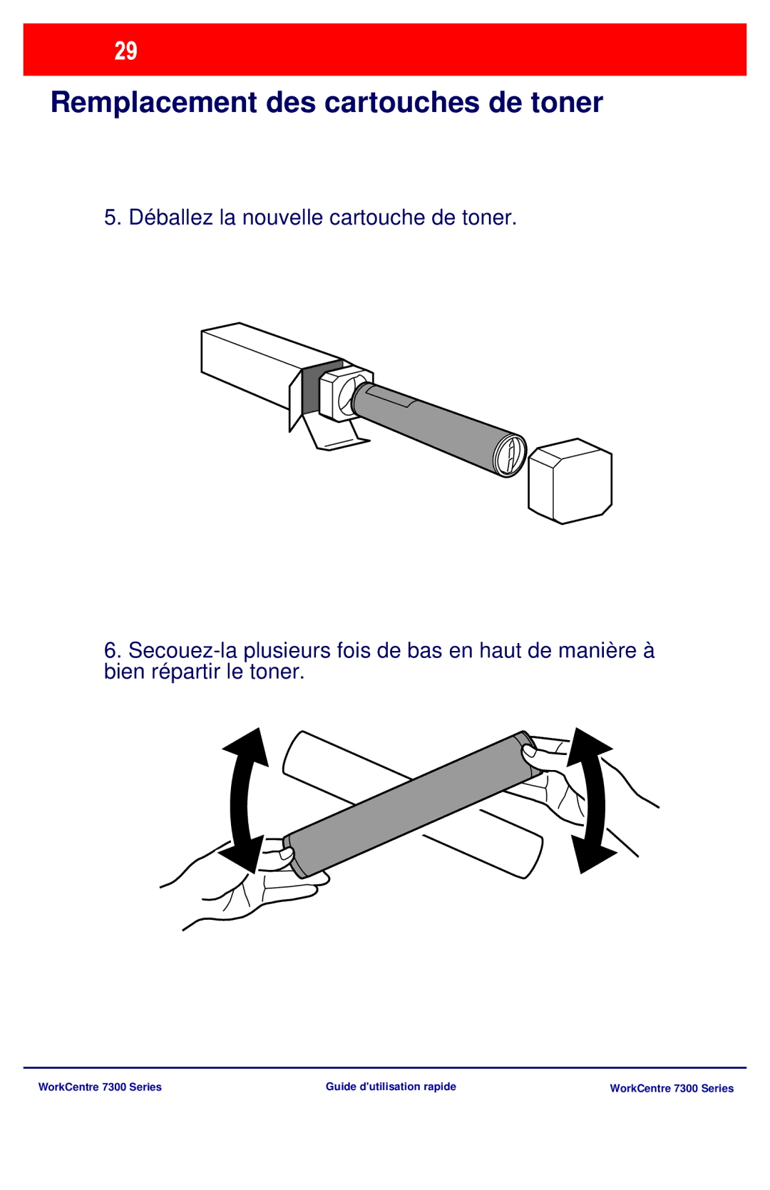 Xerox 7300 Series manual Remplacement des cartouches de toner 