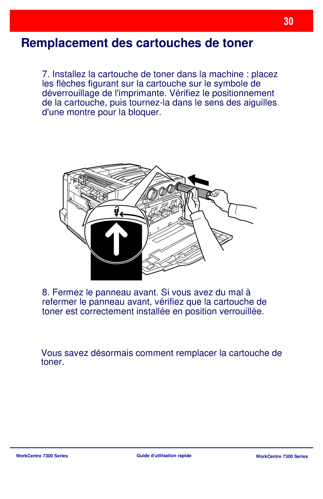 Xerox 7300 Series manual Remplacement des cartouches de toner 