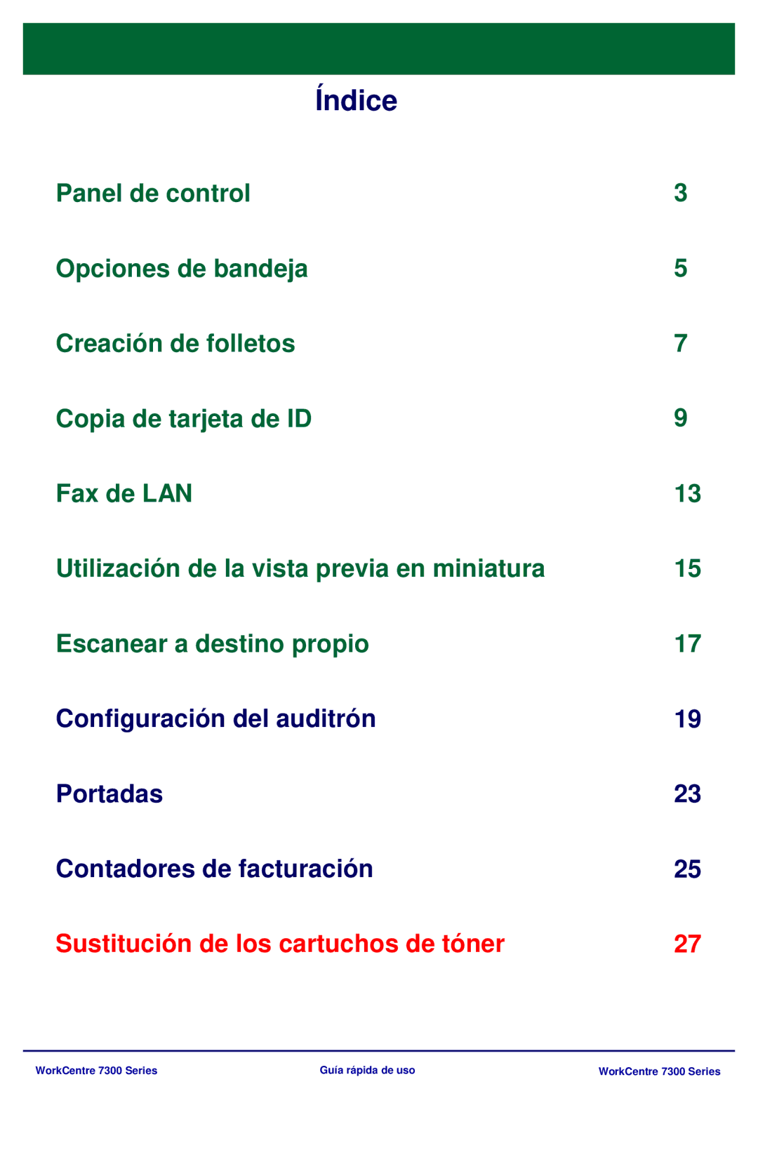 Xerox 7300 Series manual Índice 