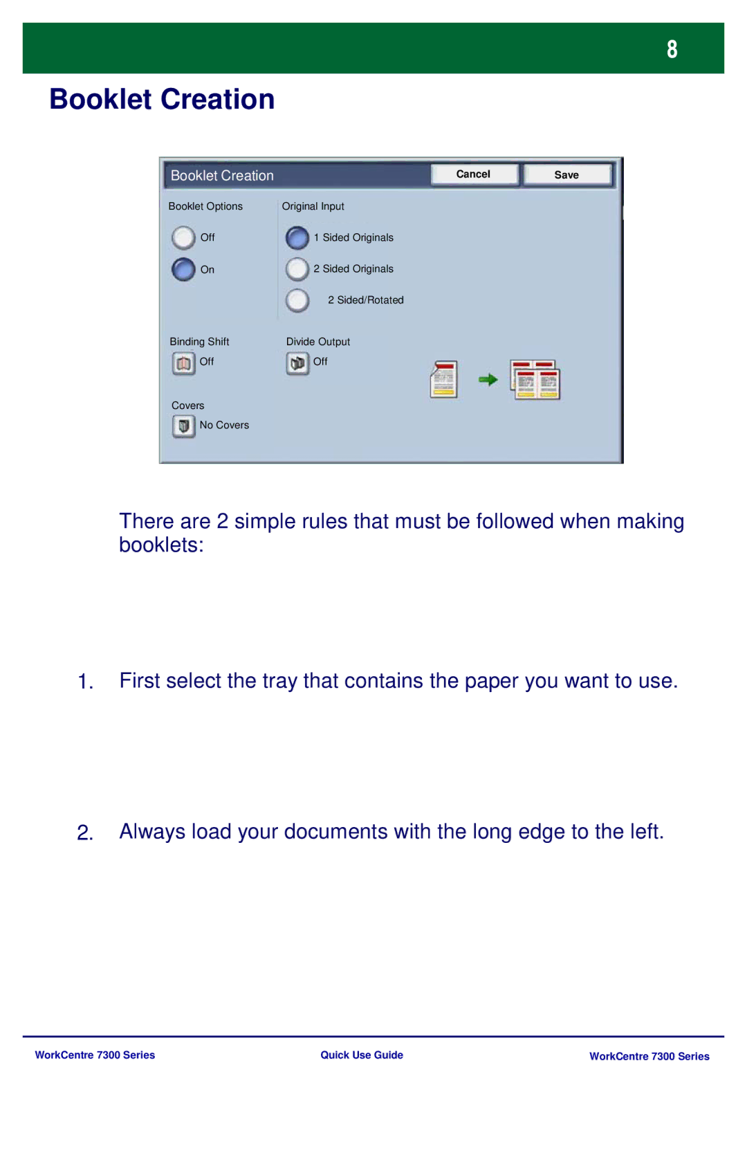 Xerox 7300 Series manual Booklet Creation 