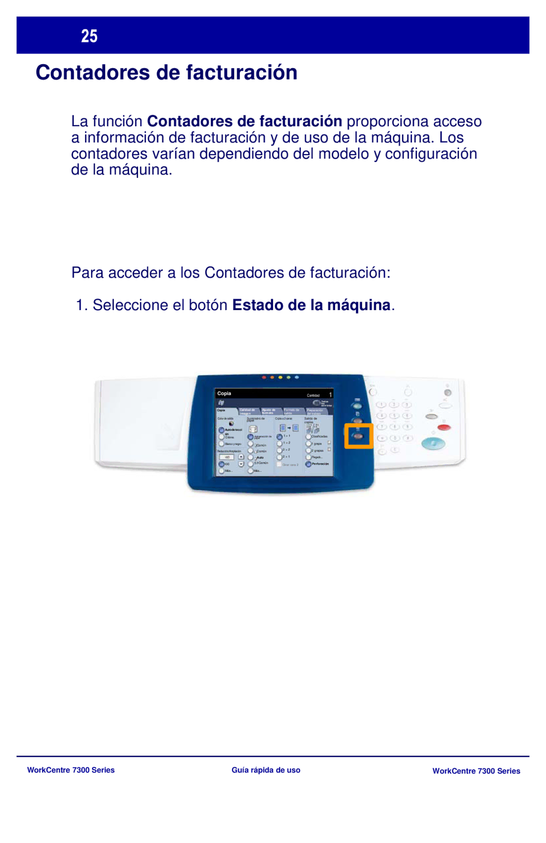 Xerox 7300 Series manual Contadores de facturación, Copia 