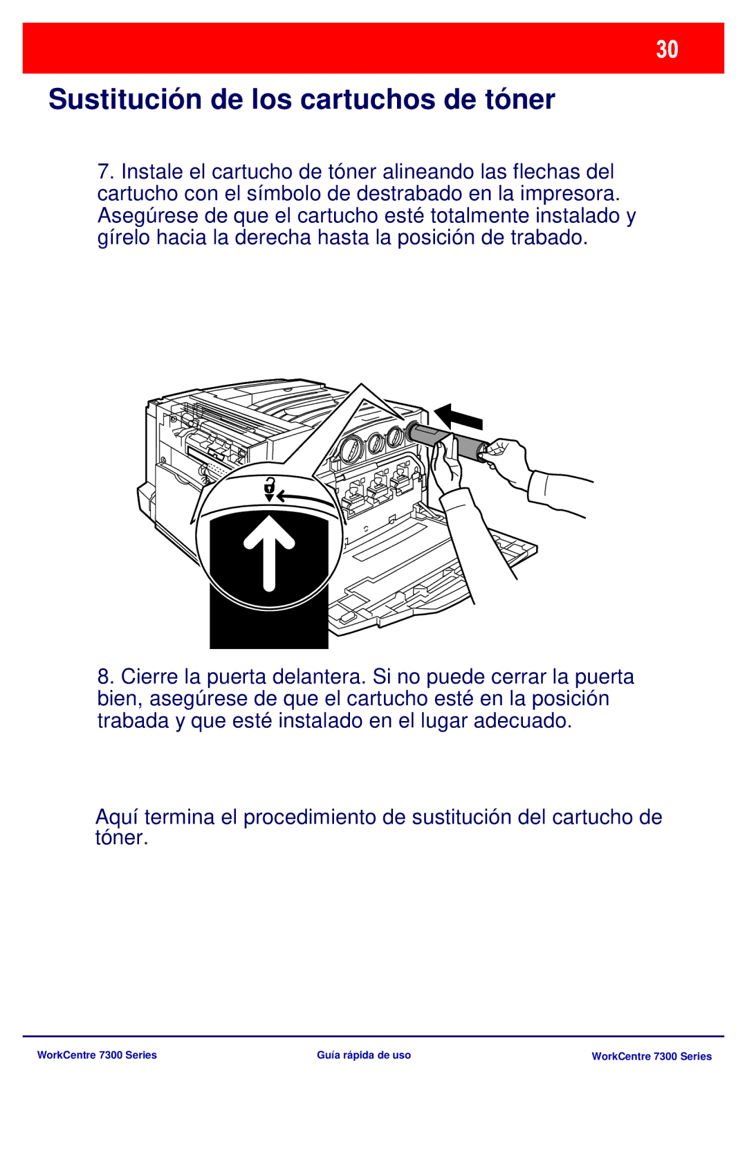 Xerox 7300 Series manual Sustitución de los cartuchos de tóner 