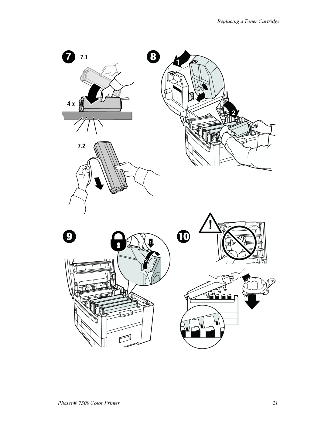 Xerox manual Replacing a Toner Cartridge, Phaser 7300 Color Printer 