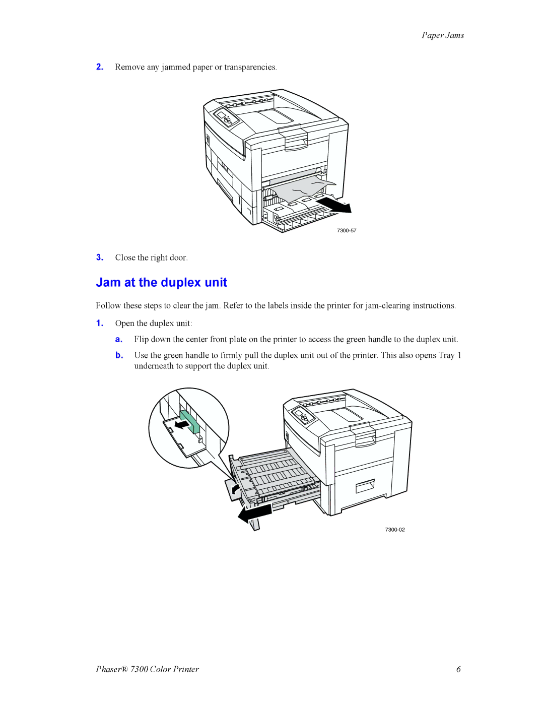 Xerox 7300 manual Jam at the duplex unit 