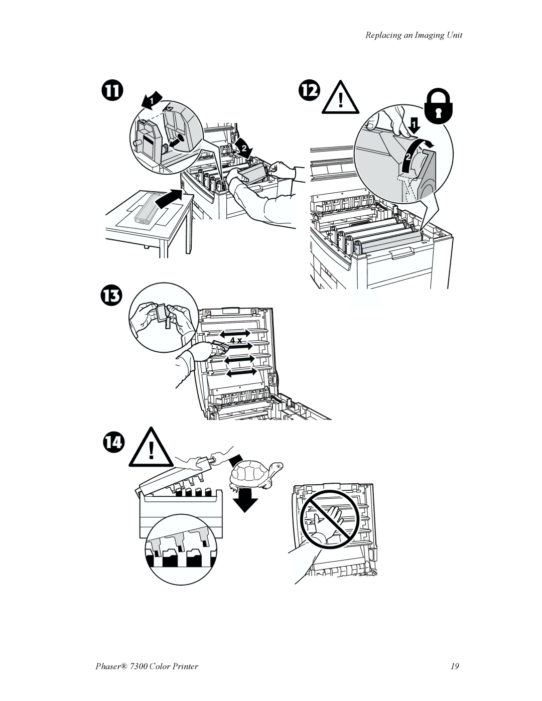 Xerox manual Replacing an Imaging Unit Phaser 7300 Color Printer 