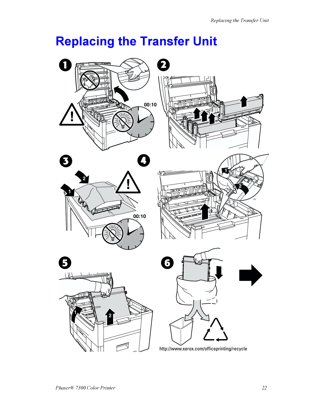 Xerox 7300 manual Replacing the Transfer Unit, 0010 