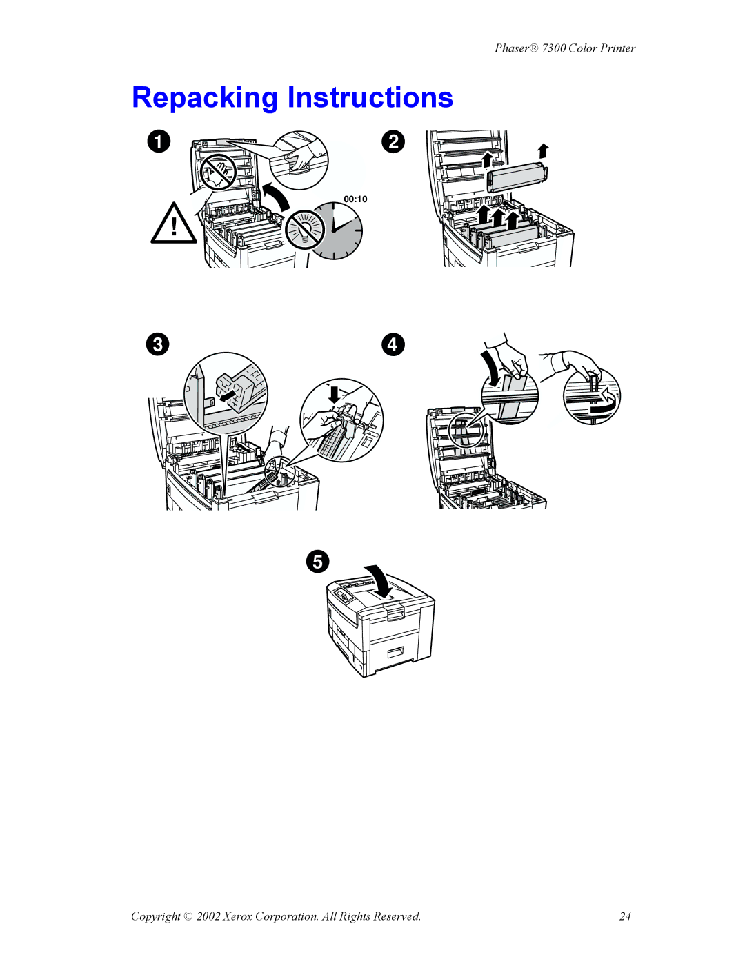 Xerox 7300 manual Repacking Instructions 