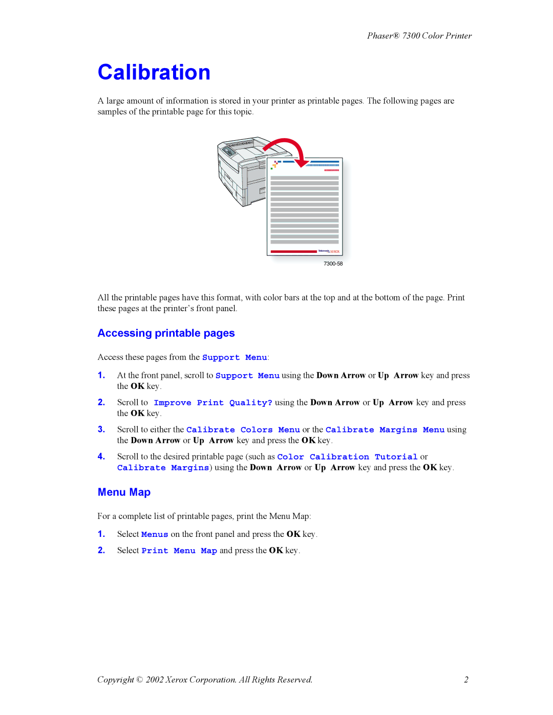 Xerox 7300 manual Calibration 