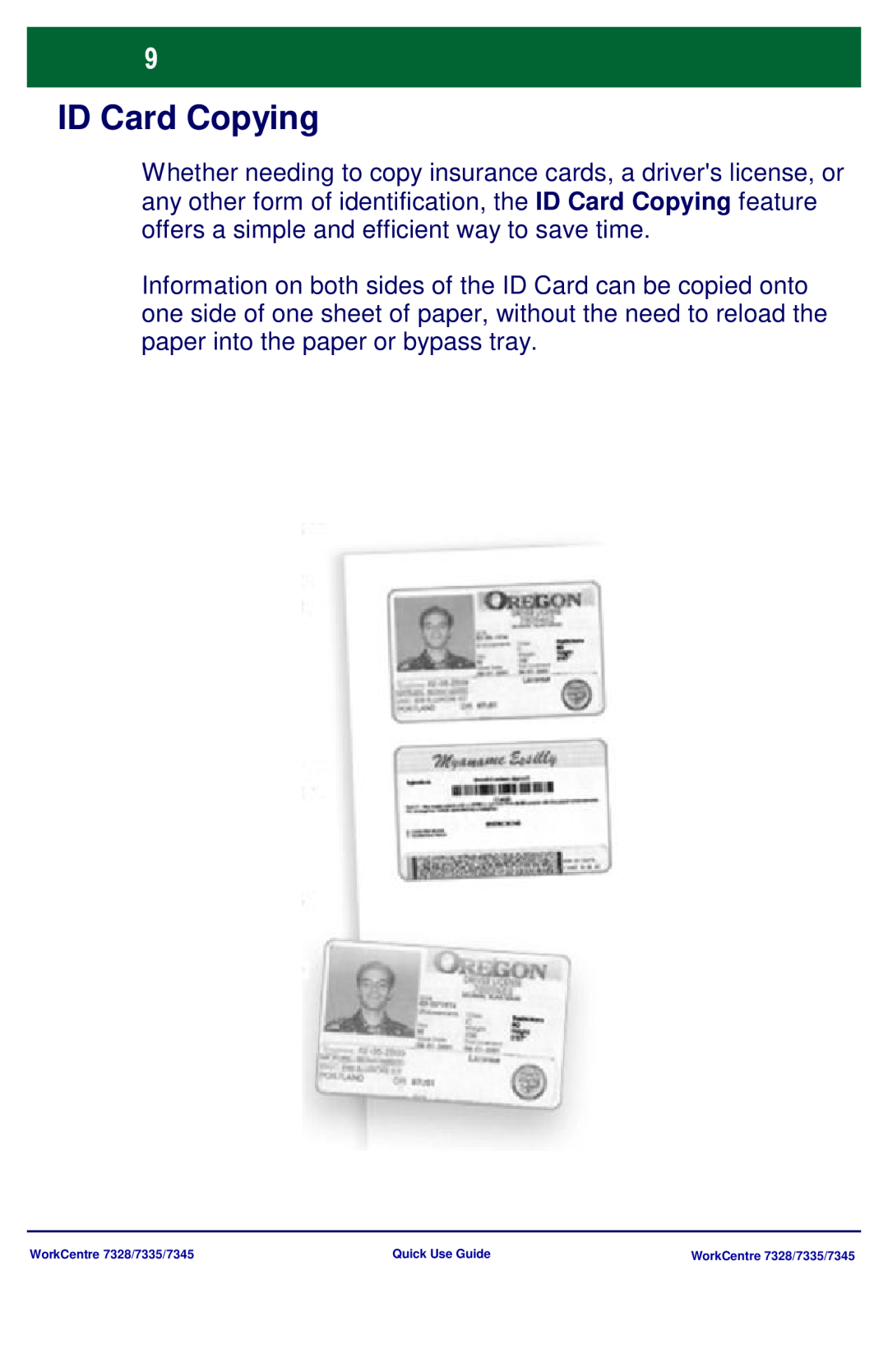 Xerox 7328, 7335, 7345 manual ID Card Copying 