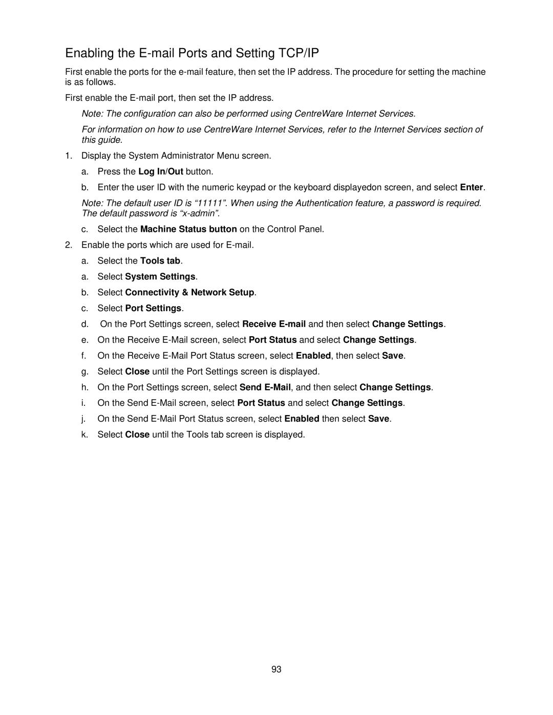 Xerox 7345, 7335 manual Enabling the E-mail Ports and Setting TCP/IP 