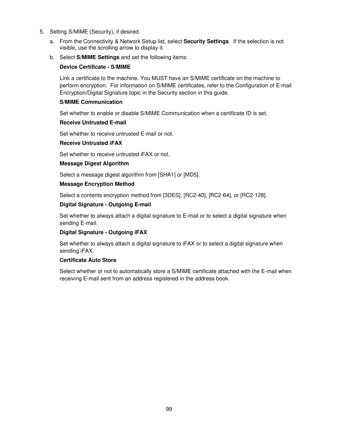 Xerox 7345, 7335 manual Receive Untrusted iFAX, Digital Signature Outgoing iFAX 