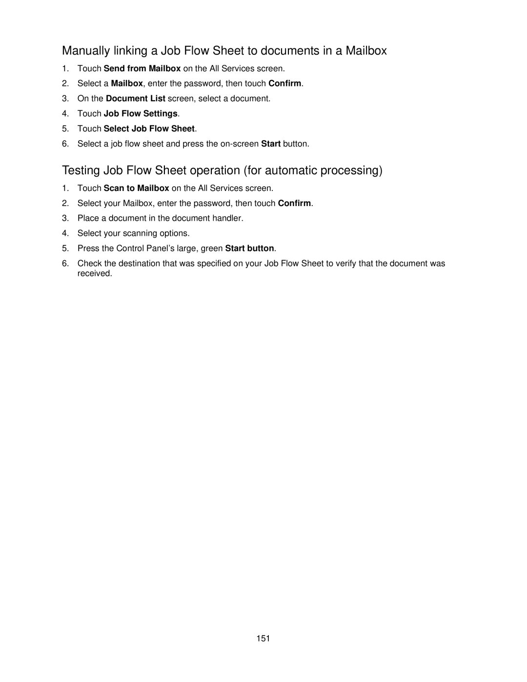 Xerox 7345, 7335 manual Manually linking a Job Flow Sheet to documents in a Mailbox 