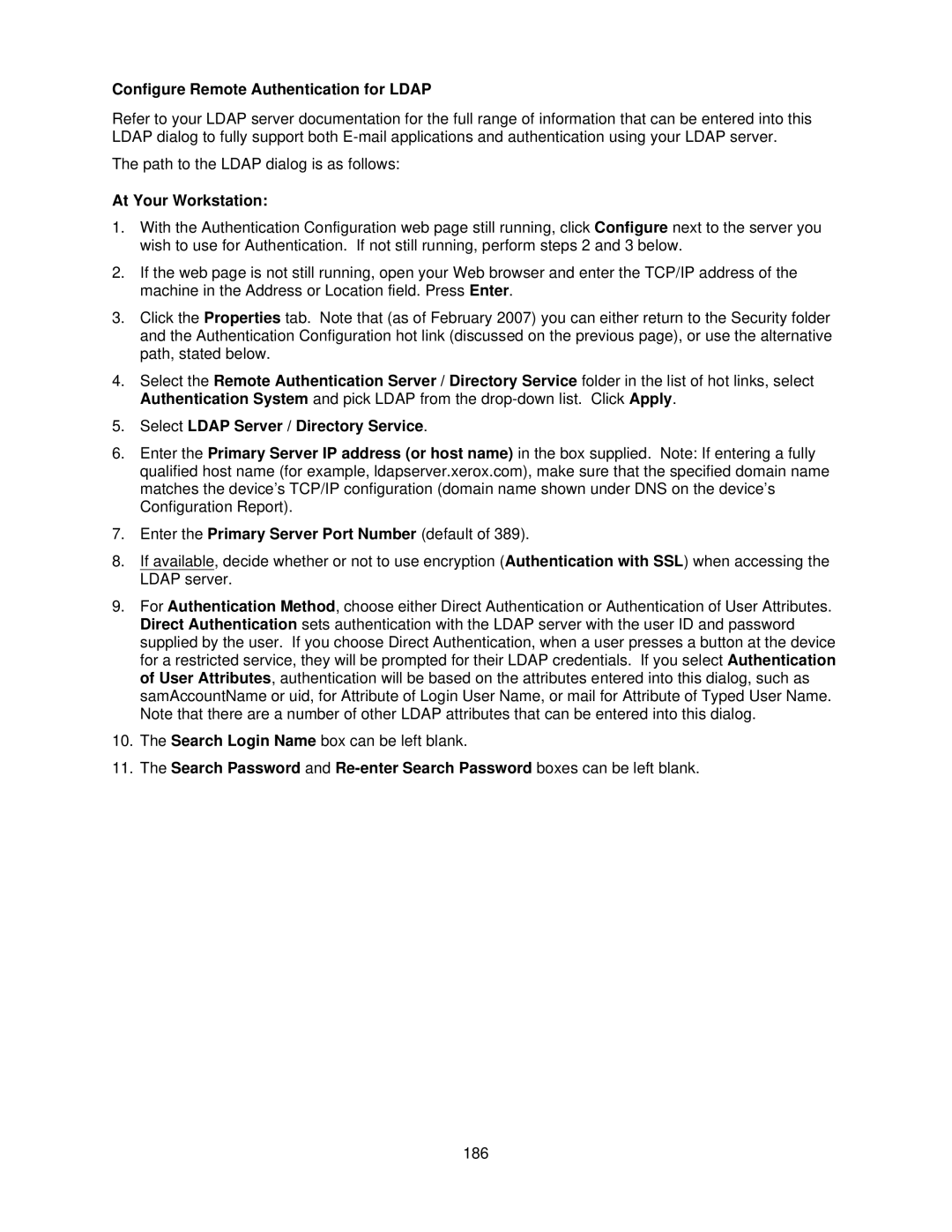 Xerox 7335, 7345 manual Configure Remote Authentication for Ldap, Select Ldap Server / Directory Service 