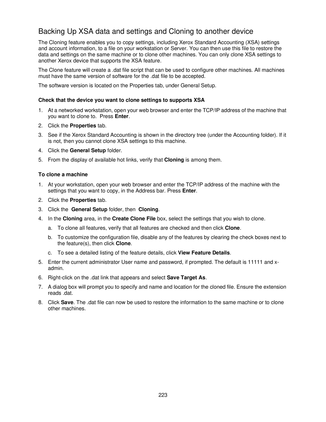 Xerox 7345, 7335 manual To clone a machine 