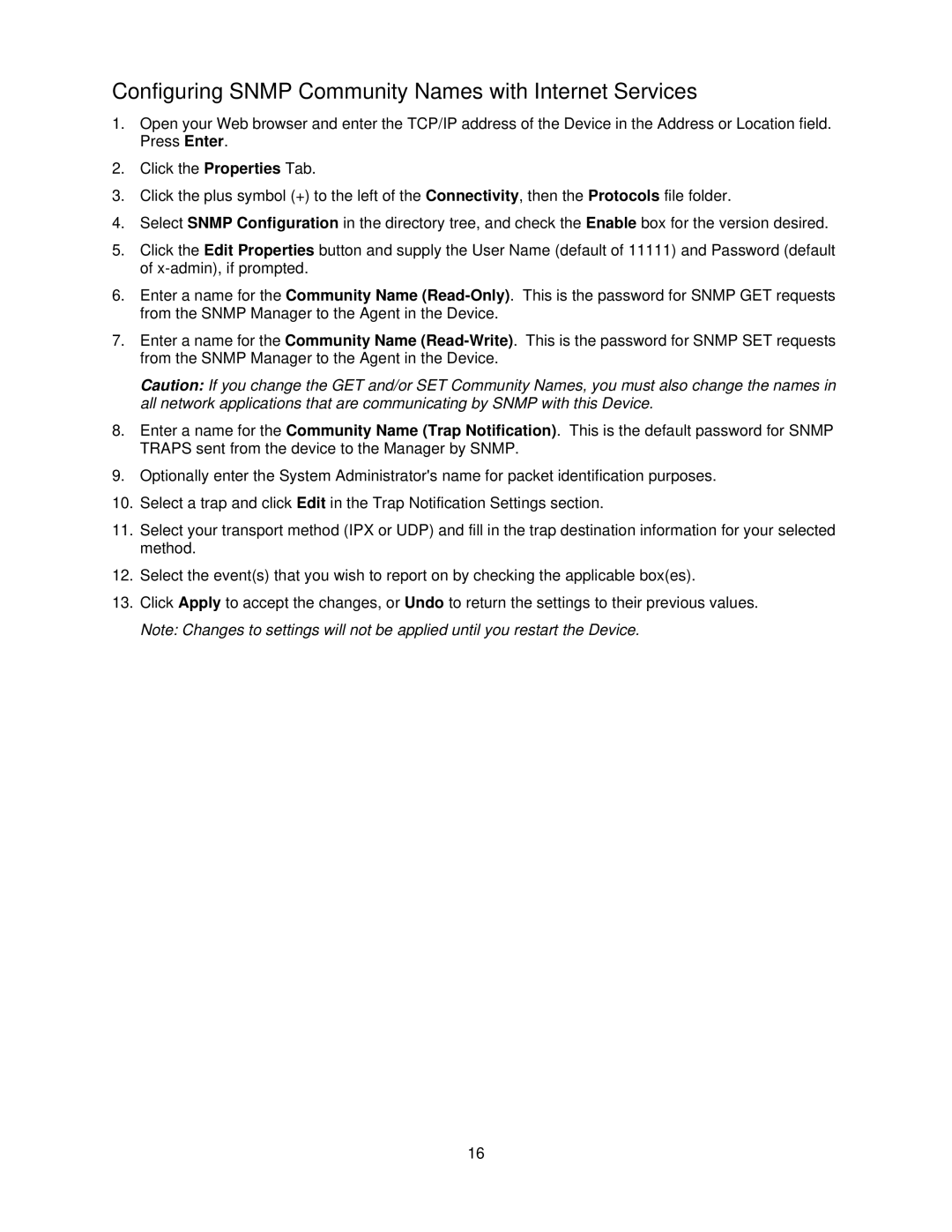 Xerox 7335, 7345 manual Configuring Snmp Community Names with Internet Services 