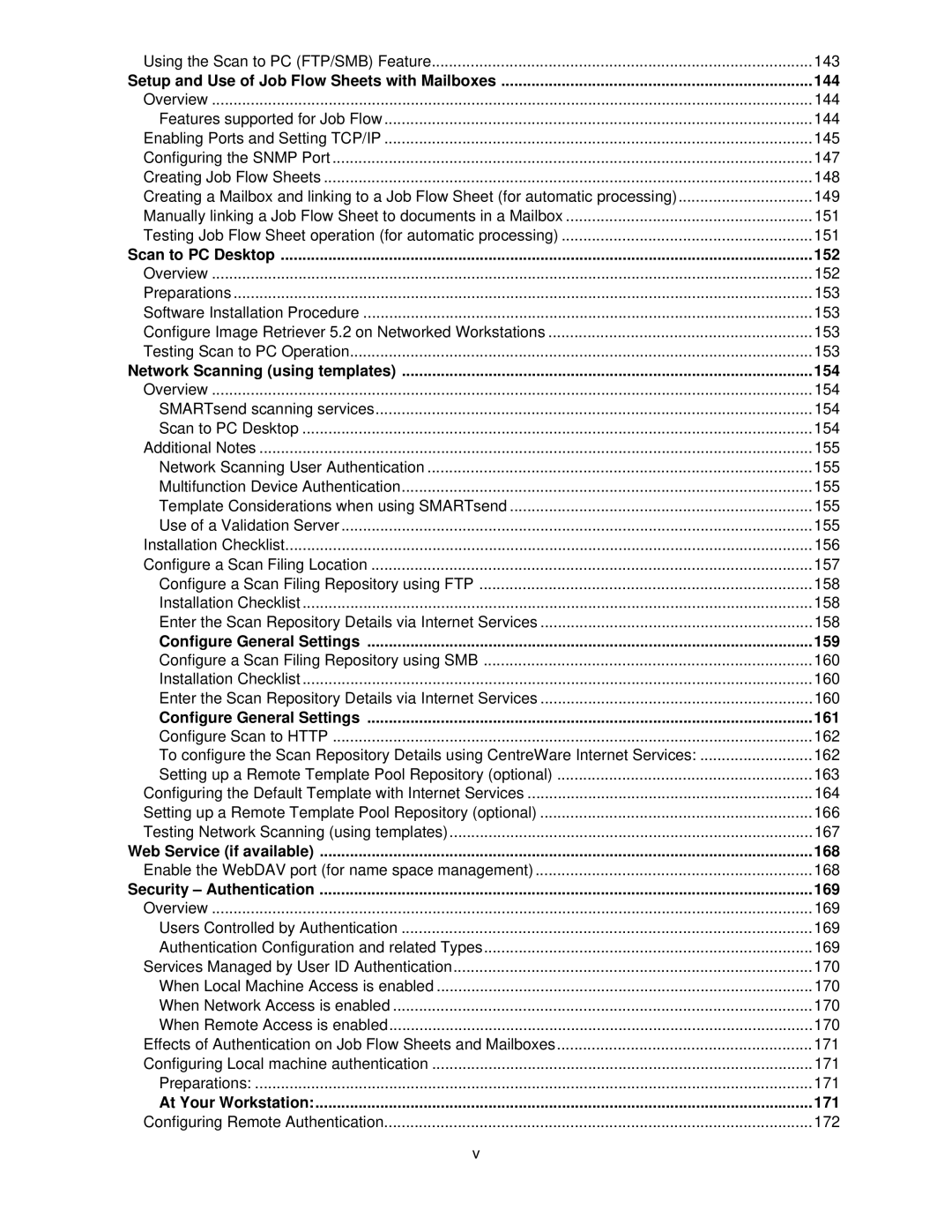 Xerox 7345, 7335 manual 144, 152, 154, 159, 161, 168, 169, 171 