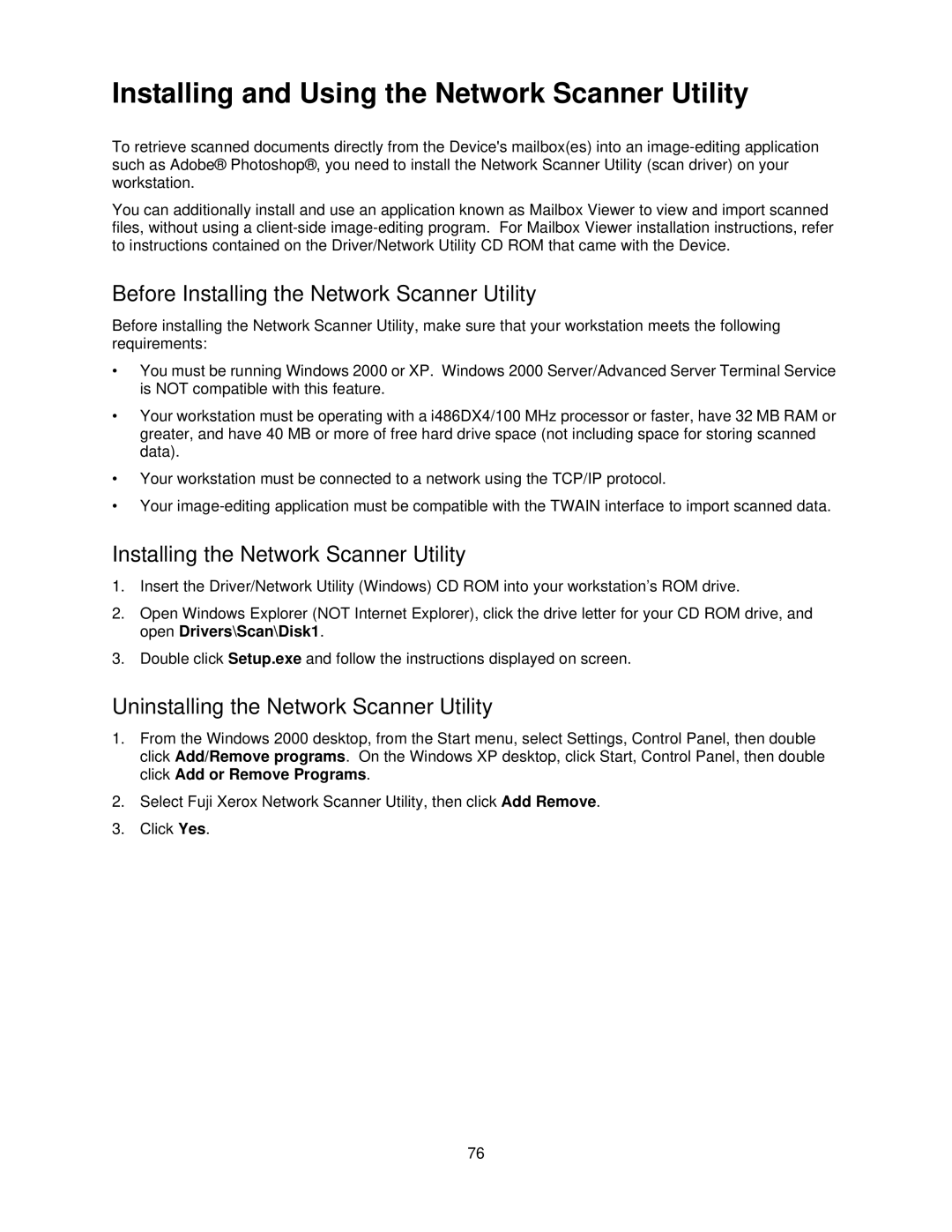 Xerox 7335, 7345 manual Installing and Using the Network Scanner Utility, Before Installing the Network Scanner Utility 