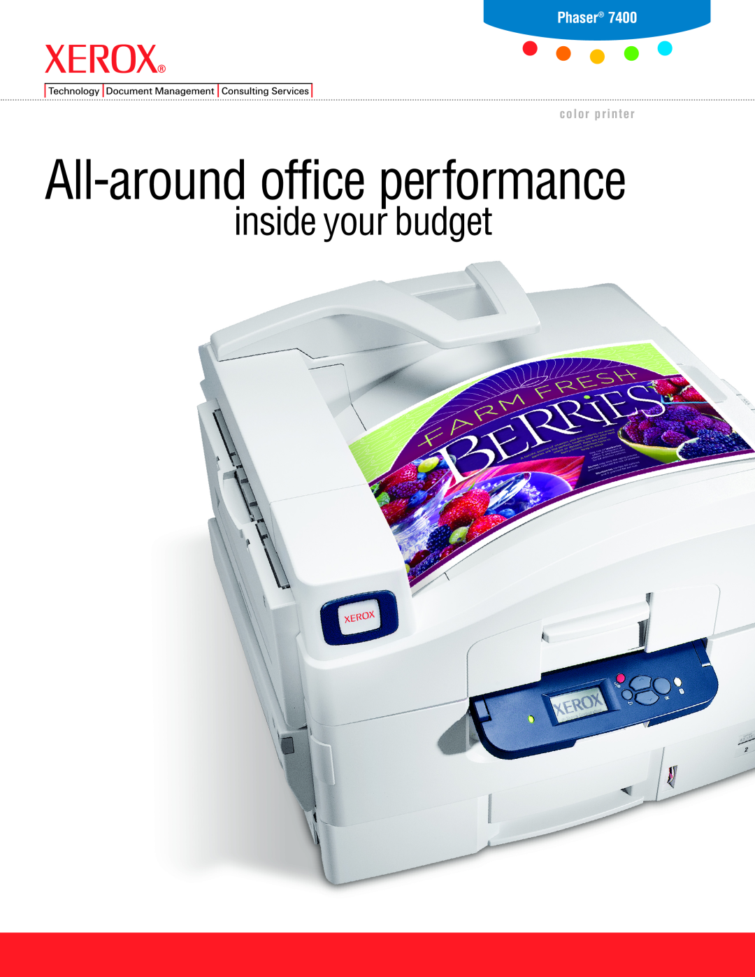 Xerox 7400 manual Phaser, All-aroundoffice performance, inside your budget, color printer 