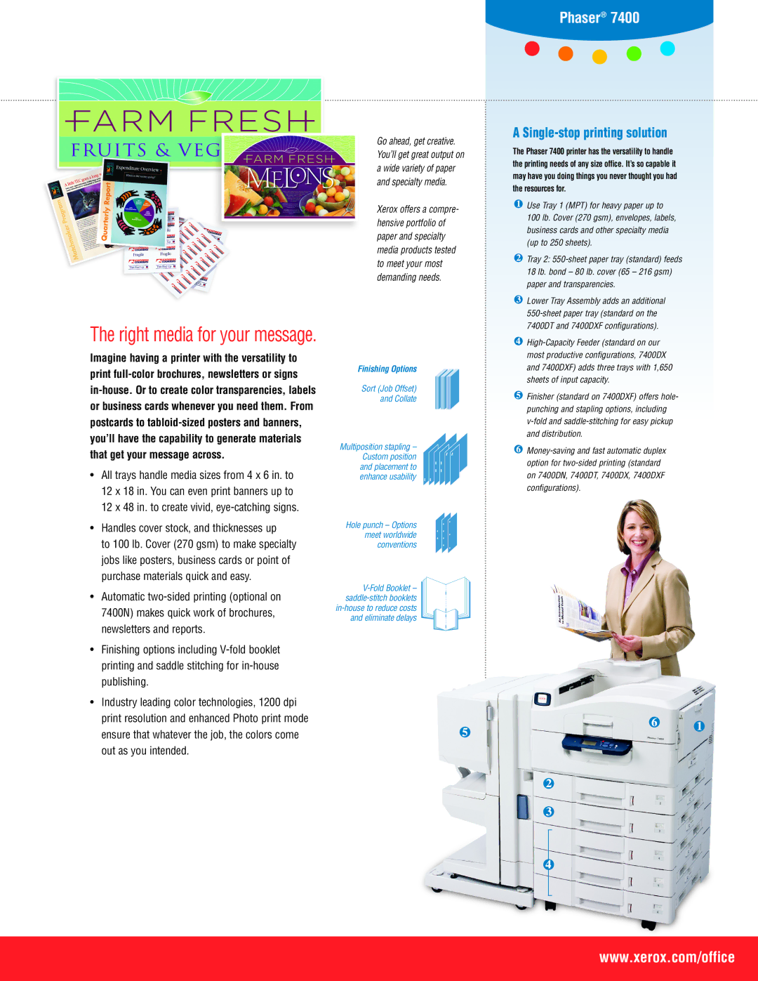 Xerox 7400 manual Right media for your message, Finishing Options 