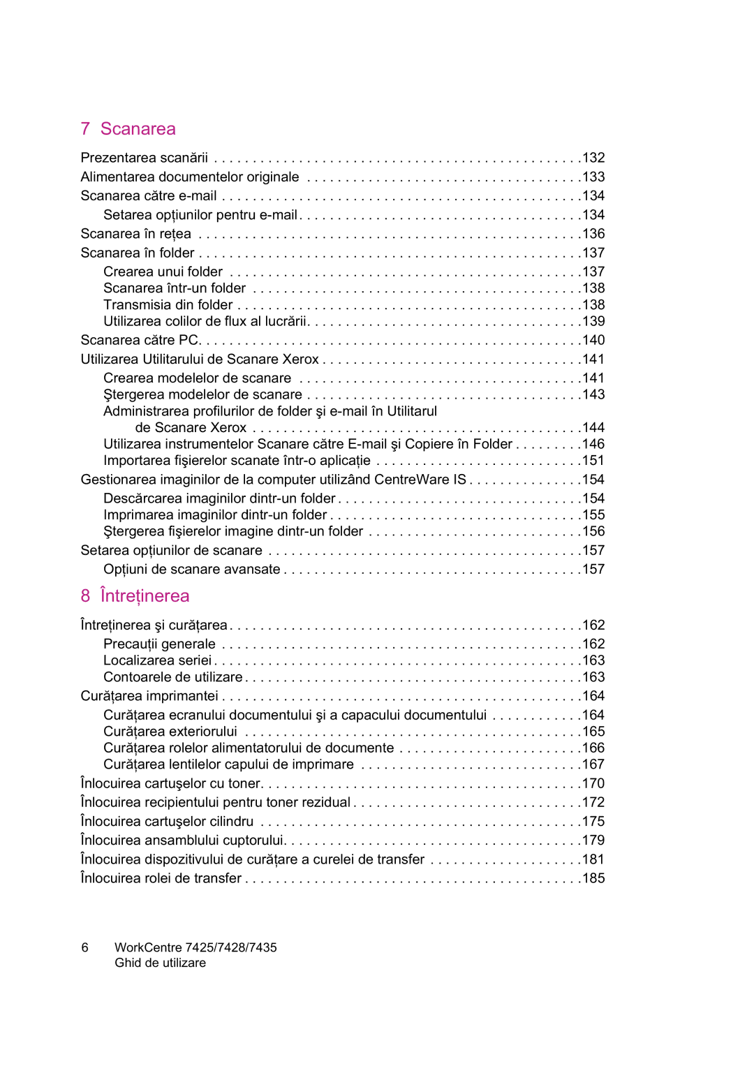 Xerox 7425 manual Scanarea 