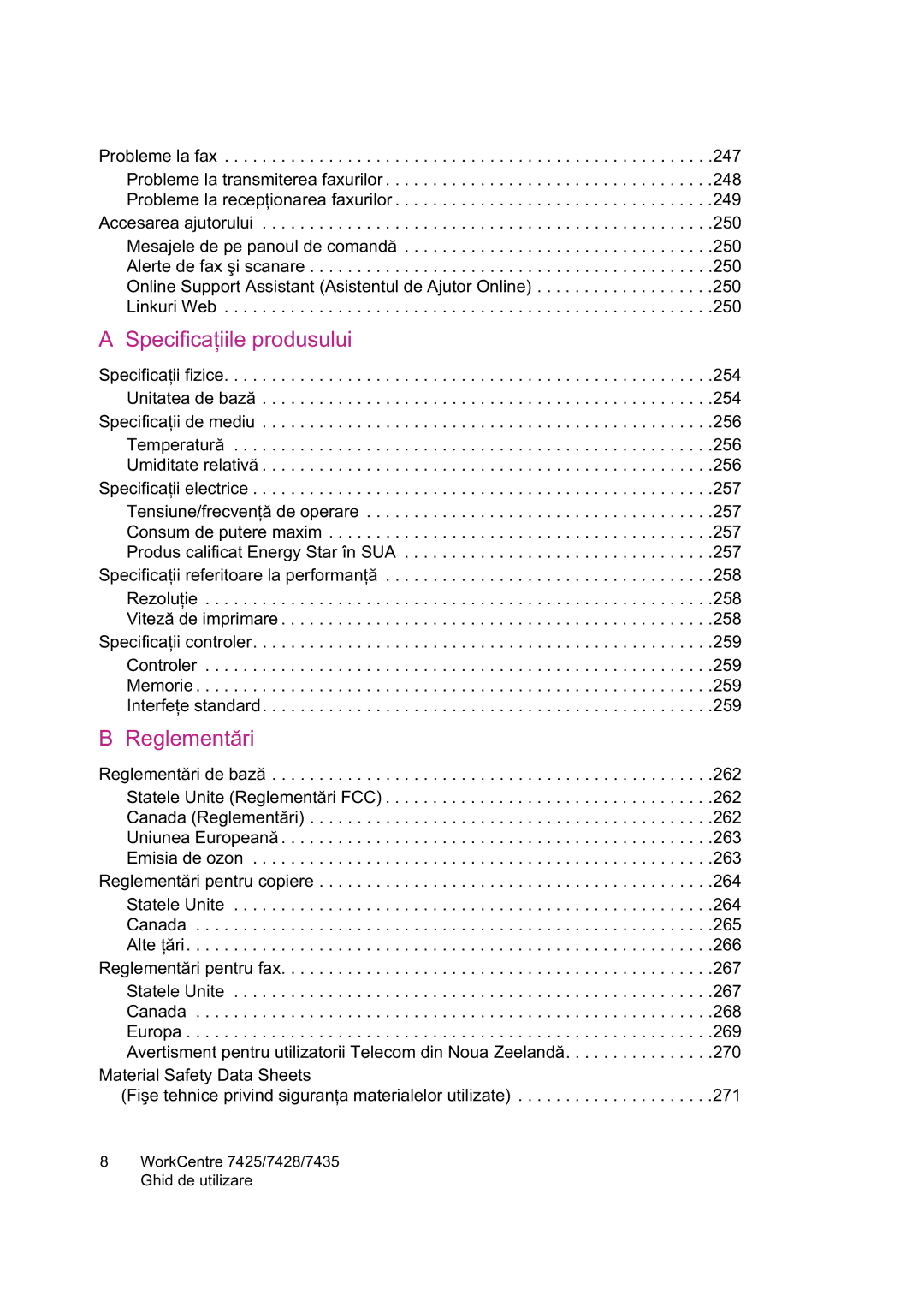 Xerox 7425 manual Specifica 