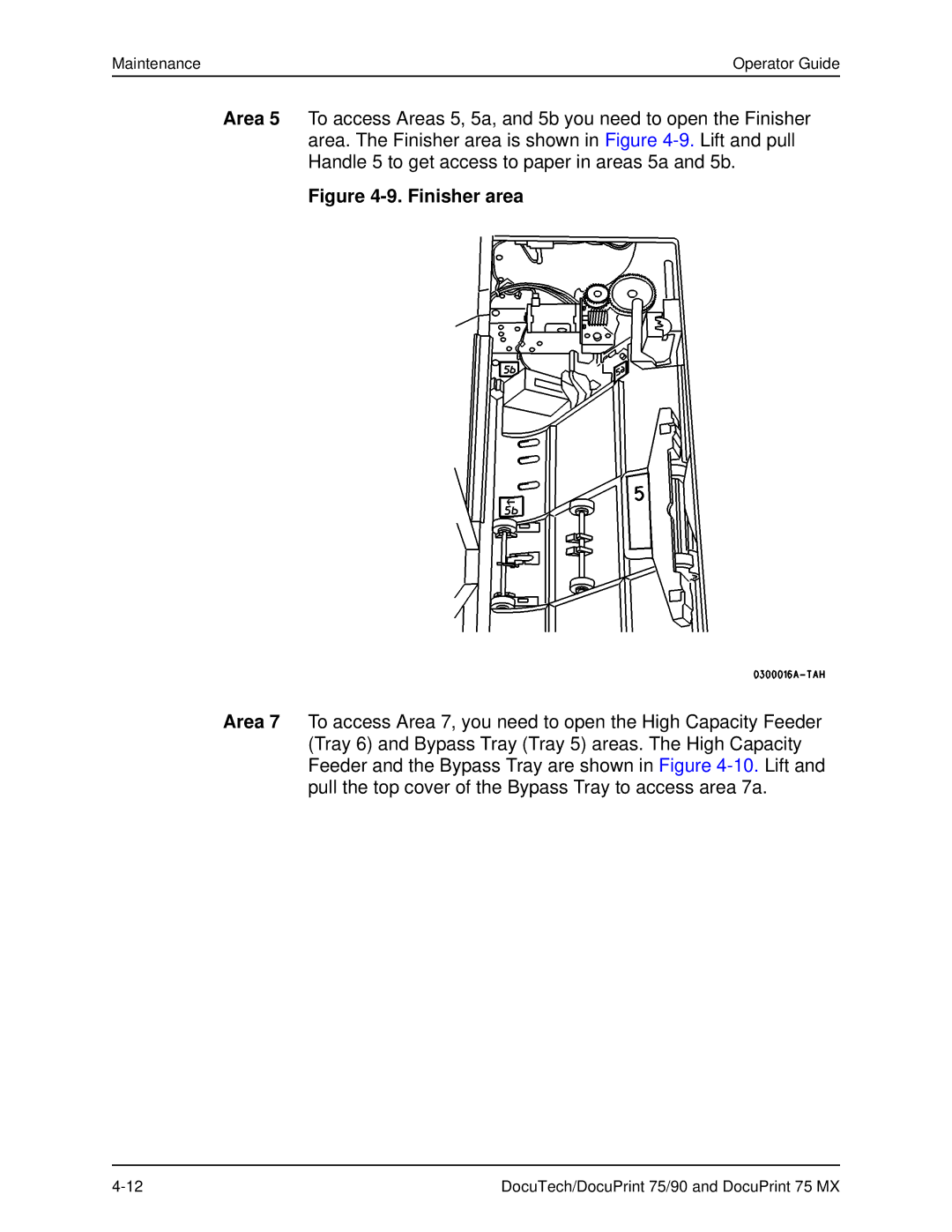 Xerox 75 MX manual Finisher area 